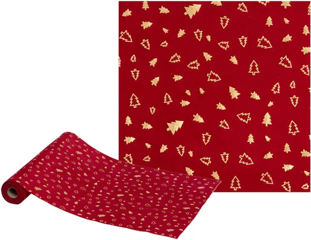 Fééric Lights and Christmas Kerst Loper - Tafelloper - 30x300cm - Rood/Goud