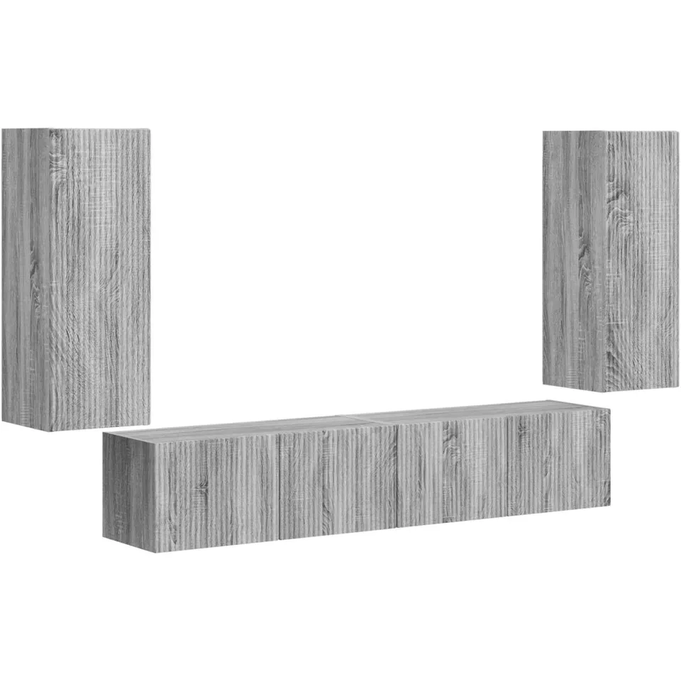 vidaXL TV Wandkast Set 4 st Grijs Sonoma Bewerkt hout, foto 3