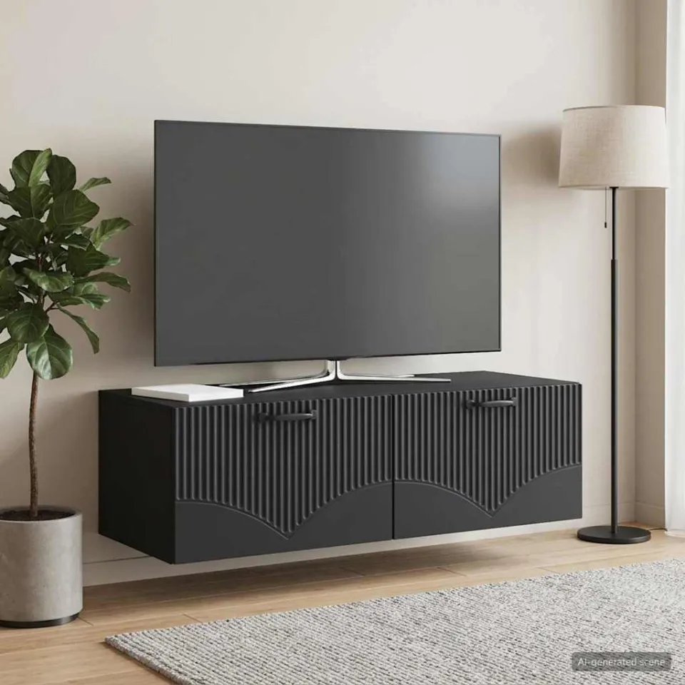 vidaXL Wandbeugel TV-kast Zwart 98 x 41 x 30 cm Bewerkt hout, foto 4