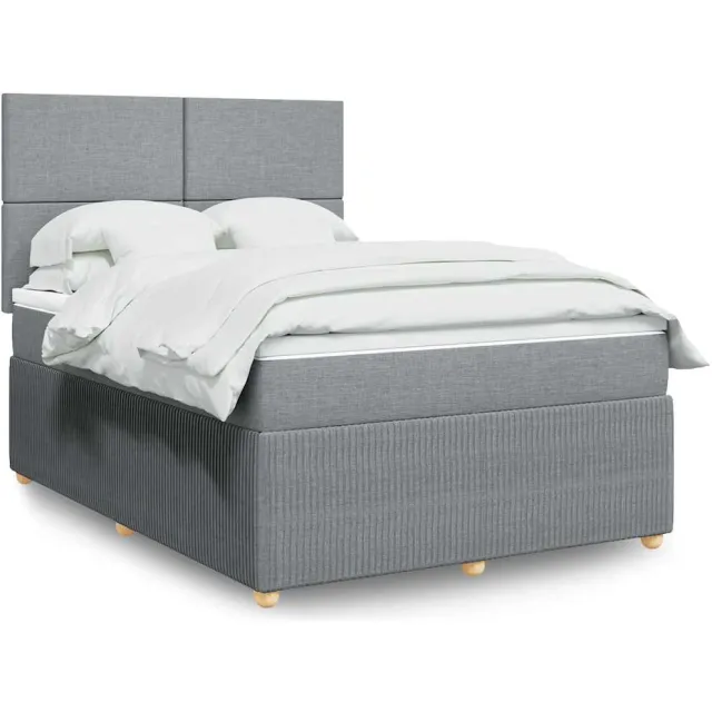vidaXL Boxspring met matras stof lichtgrijs 160x200 cm grijs