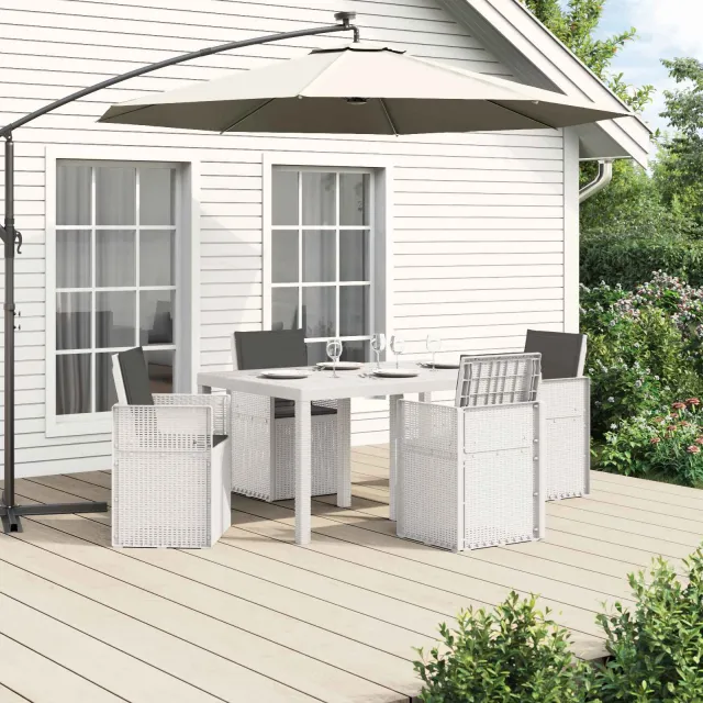 vidaXL Tuin eettafelset 5 st 4-zits Wit en antracietkleurig PP