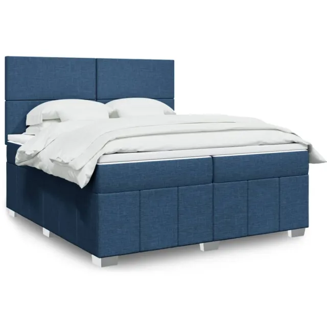 vidaXL Boxspring met matras stof blauw 200x200 cm