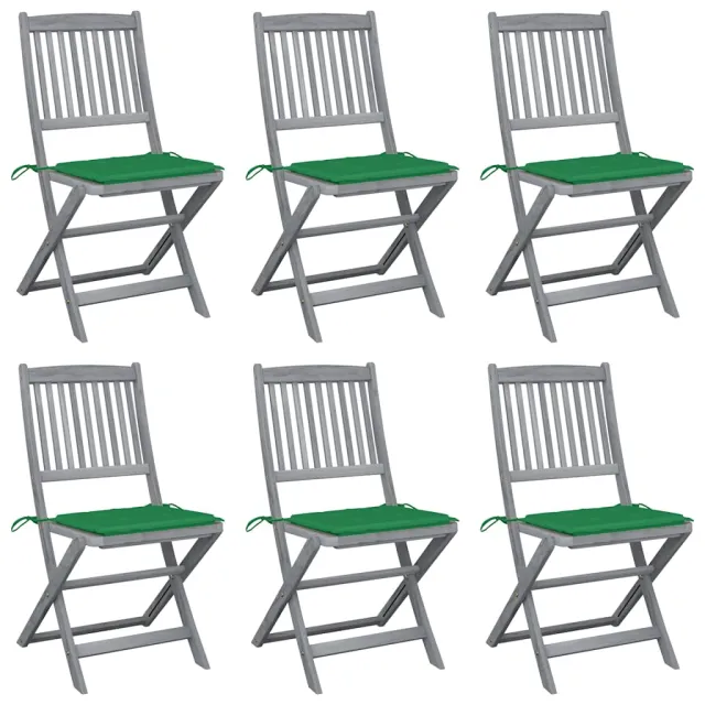 vidaXL Inklapbare stoelen 6 st met kussens massief acaciahout Groen