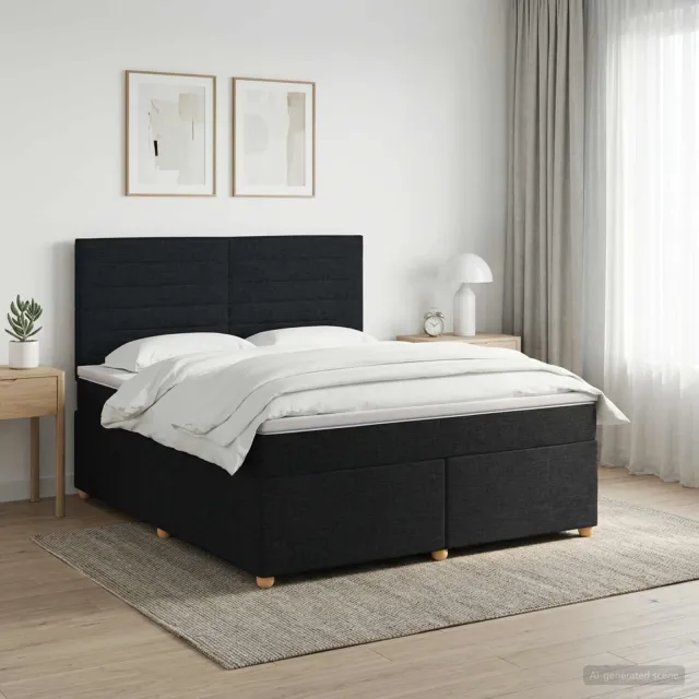 vidaXL Boxspringbed met matras met hoofdeinde Zwart 160 x 200 cm Stof
