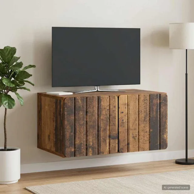 vidaXL Wandbeugel TV-kast 59,5 x 41 x 30 cm Oud hout Bewerkt hout bruin, foto 2