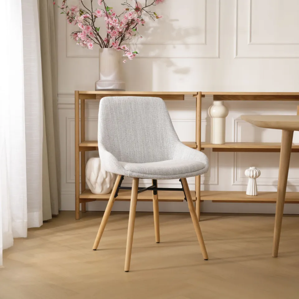 Nolon Nena-Isa eetkamerstoel beige gemêleerd - houten onderstel, foto 2