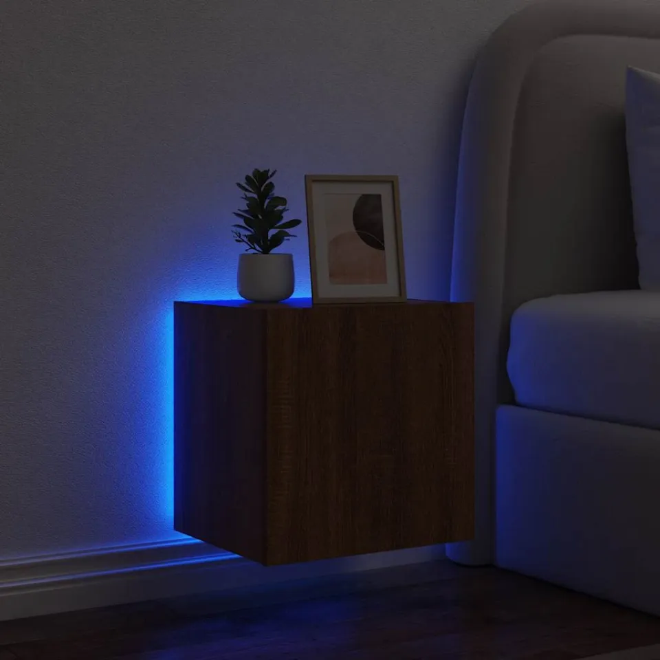 vidaXL Tv-wandmeubel met LED-verlichting 40,5x35x40 cm bruineikenkleur, foto 2