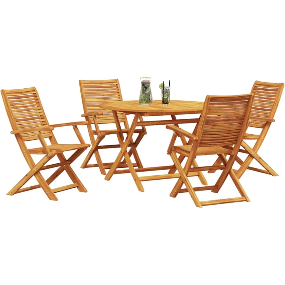 vidaXL Tuin eettafelset 5 st Bruin Massief Acaciahout, foto 2