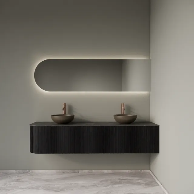 Gliss Design Badkamermeubelset Gliss Design Alluro 180 cm Rechts Black Veneer Zwart