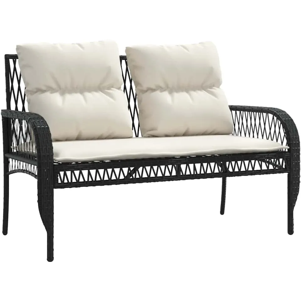 vidaXL 4-delige Loungeset met kussens poly rattan zwart