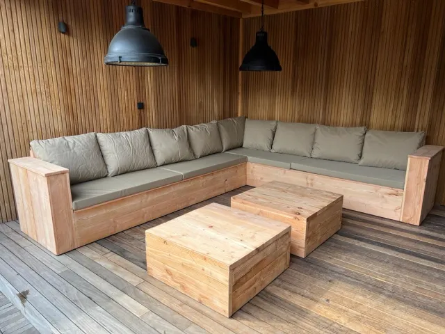 NordXL Douglas houten loungeset Rory met blok armleuningen