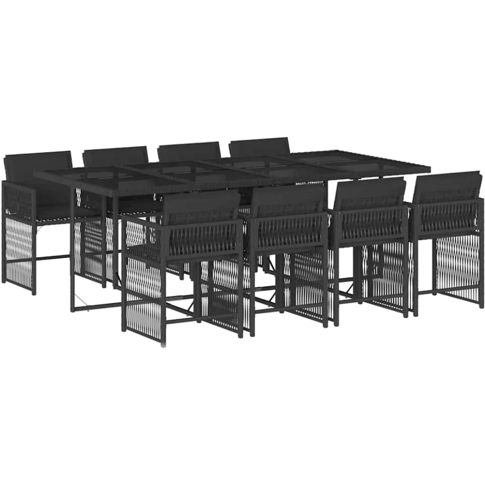 vidaXL 9-delige Tuinset poly rattan zwart, foto 3
