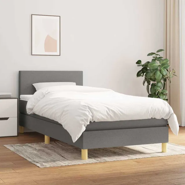 vidaXL Boxspring met matras stof donkergrijs 80x200 cm grijs