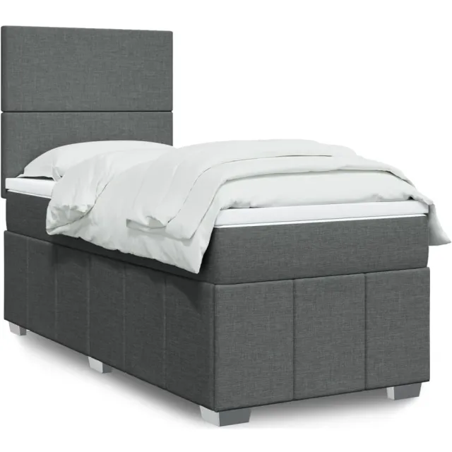 vidaXL Boxspring met matras stof donkergrijs 90x190 cm grijs