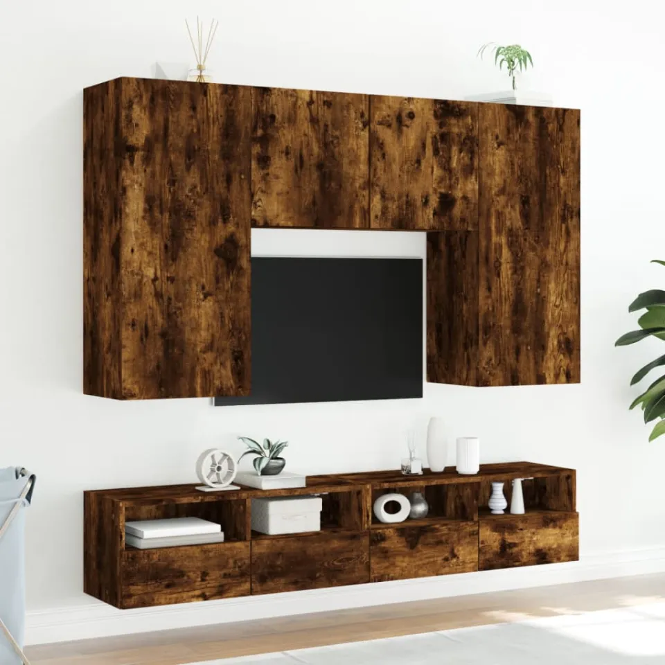 vidaXL Tv-wandmeubel 100x30x30 cm bewerkt hout gerookt eikenkleurig, foto 4