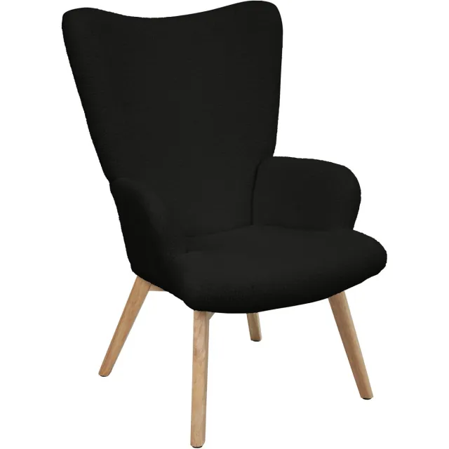 SVITA OLAV fauteuil - oorfauteuil loungestoel relaxfauteuil met armleuningen hoge rugleuning modern comfortabel robuust woonkamer slaapkamer eetkamer zwart