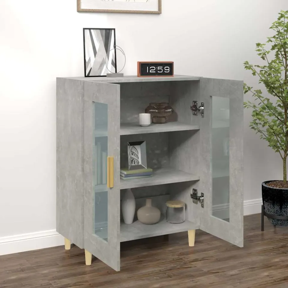 vidaXL Dressoir 69,5x34x90 cm bewerkt hout betongrijs grijs, foto 3