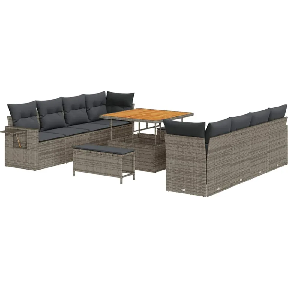 vidaXL Tuin Sofa Set 11 st Grijs Poly riet