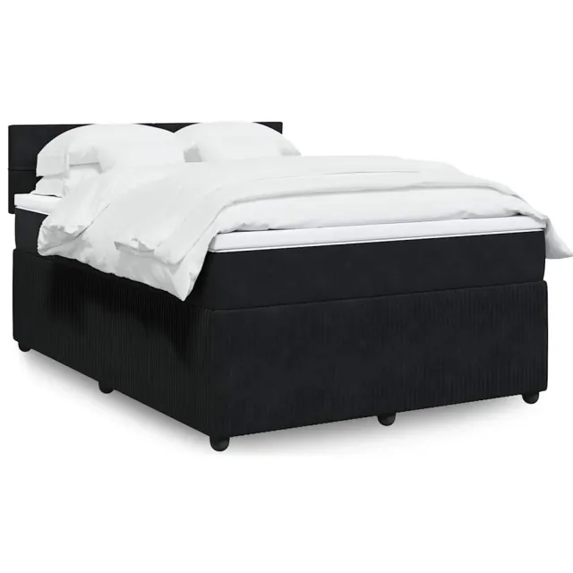 vidaXL Boxspring met matras fluweel zwart 160x200 cm