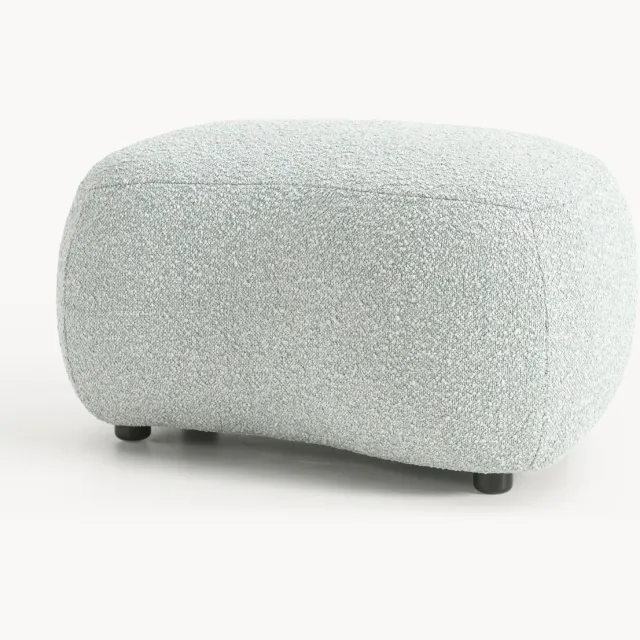 Westwing Collection Bouclé poef Alba Lichtblauw