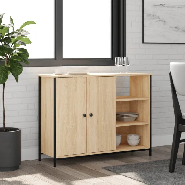 vidaXL Dressoir 100x33x75 cm bewerkt hout sonoma eikenkleurig Bruin