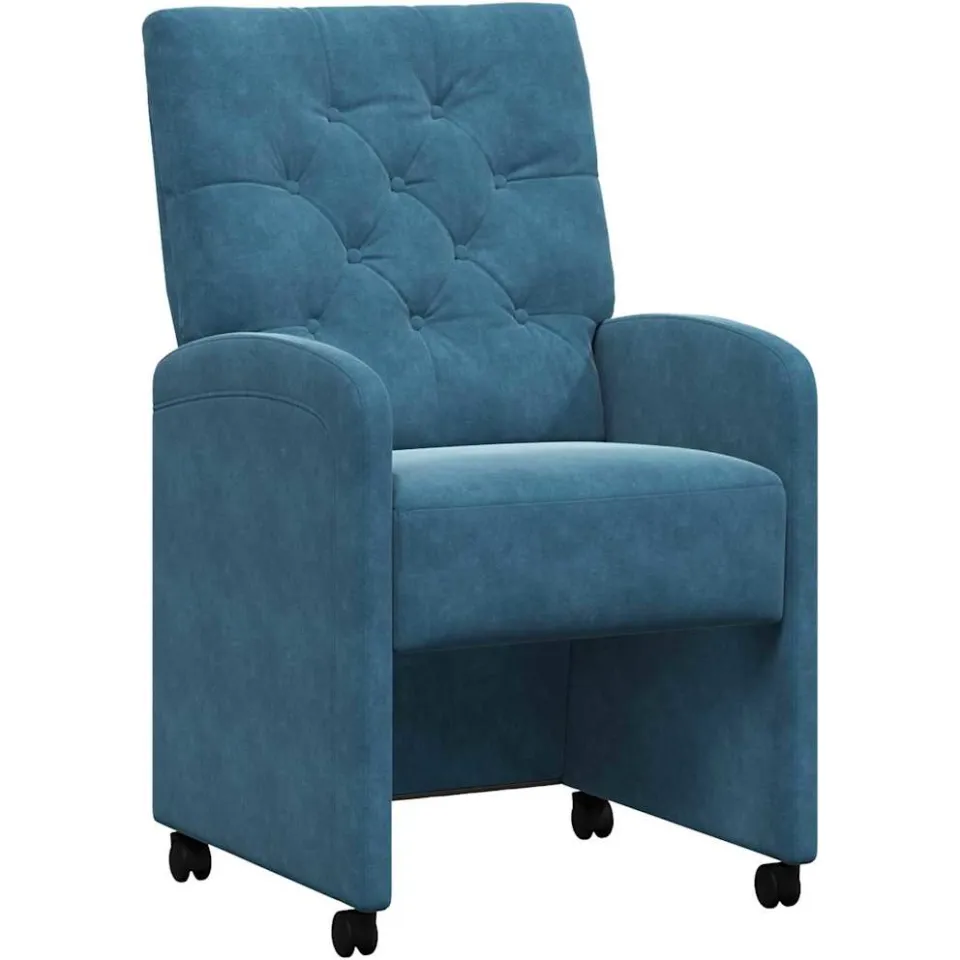 vidaXL Eetkamerstoelen met Wieltjes 2 st Fluweel Blauw 58 x 67 x 97 cm