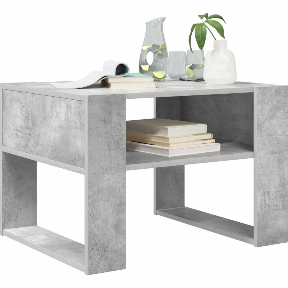 vidaXL Salontafel Beton Grijs 66 x 53 x 45 cm Bewerkt hout