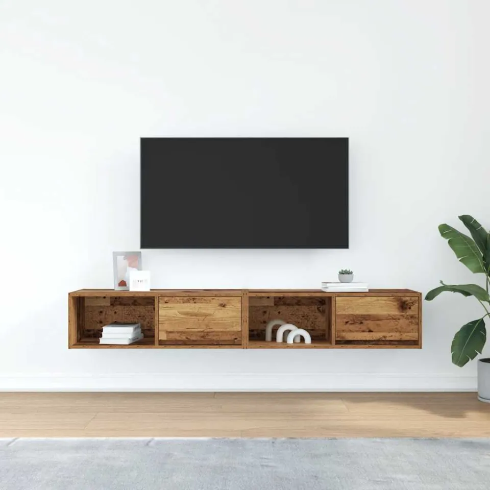 vidaXL Tv-meubels 2 st 80x31x25,5 cm bewerkt hout oud houtkleurig bruin, foto 3