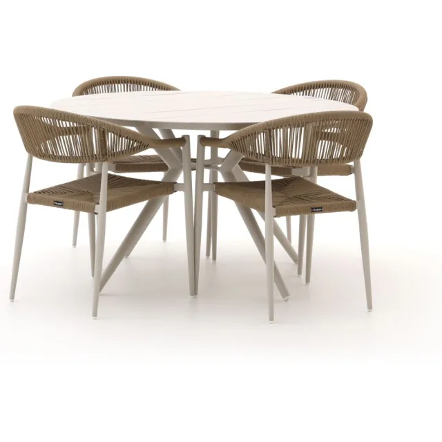 Manifesto Furniture Manifesto Belpasso/Sora ø127cm dining tuinset 5-delig stapelbaar bruin, foto 2
