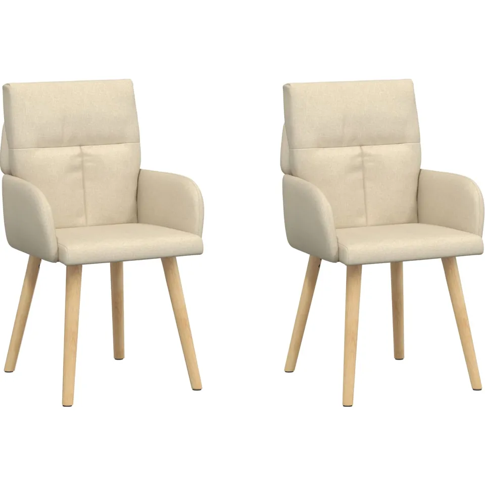 vidaXL Eettafelstoelen 2 st Stof Crèmekleurig 60 x 56 x 93 cm, foto 3