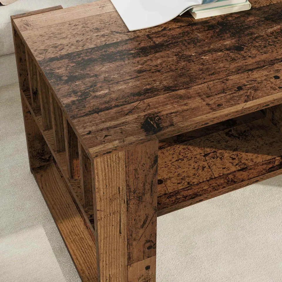 vidaXL Salontafel Oudhout 92 x 49,5 x 45 cm Bewerkt hout bruin, foto 4