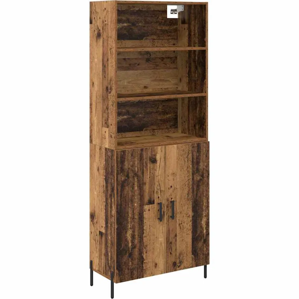 vidaXL Hoge kast Oud Hout 69,5 x 32,5 x 180 cm Bewerkt hout bruin, foto 3