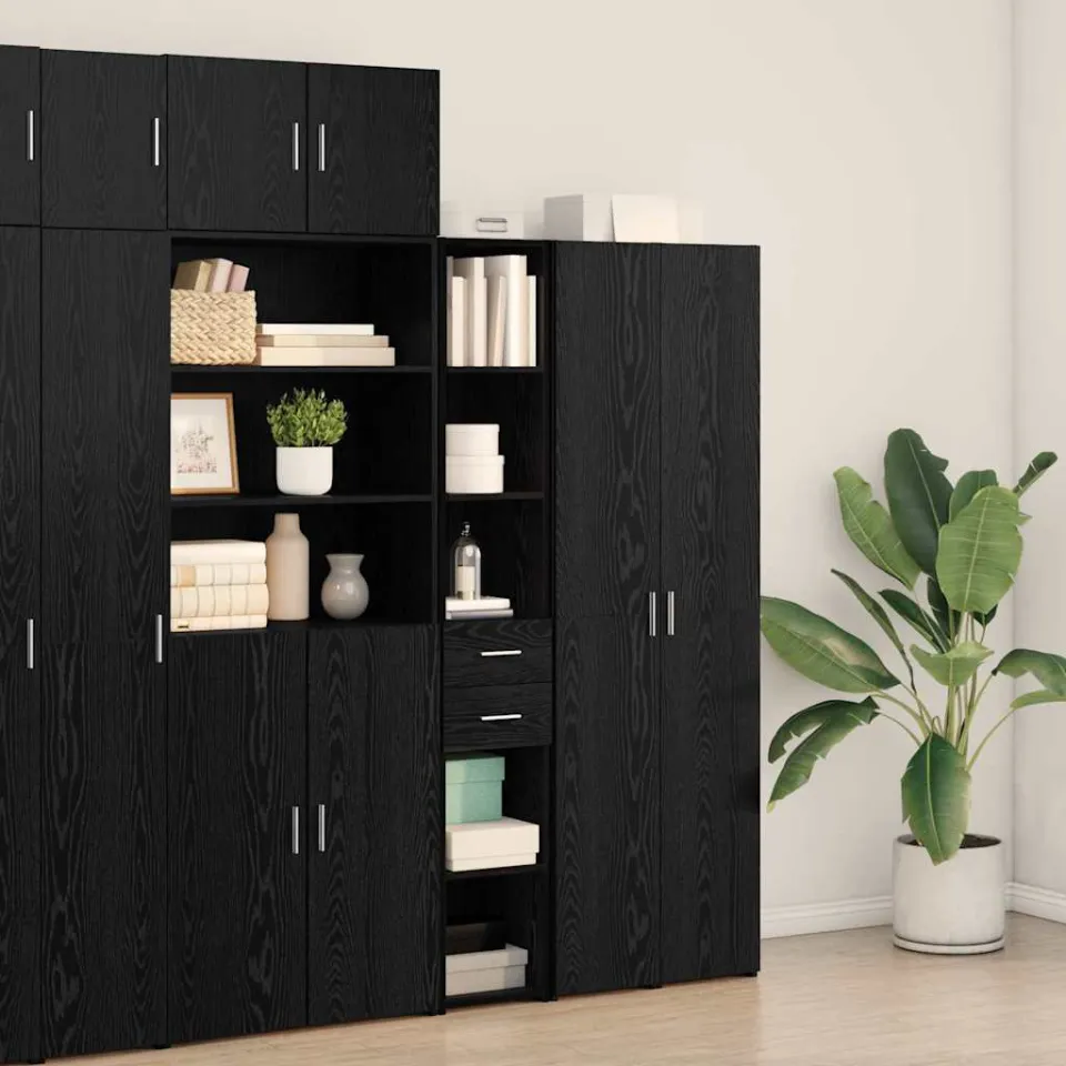 vidaXL Boekenkast met lade Zwart Eiken 30 x 42.4 x 185.2 cm, foto 3