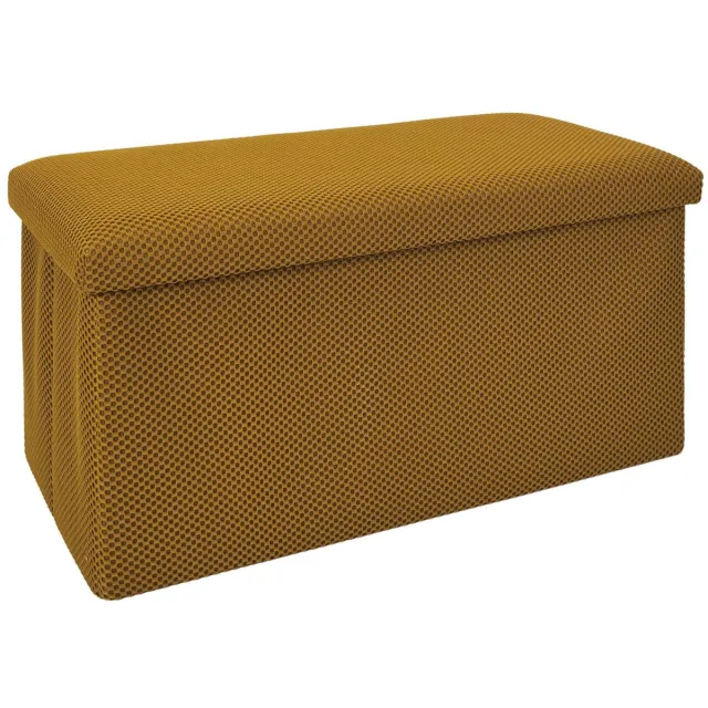 HOME DECO FACTORY Poef/hocker Atome - opvouwbaar - stof - opbergbox - okergeel - 2 persoons - 76 x 38 x 38 cm