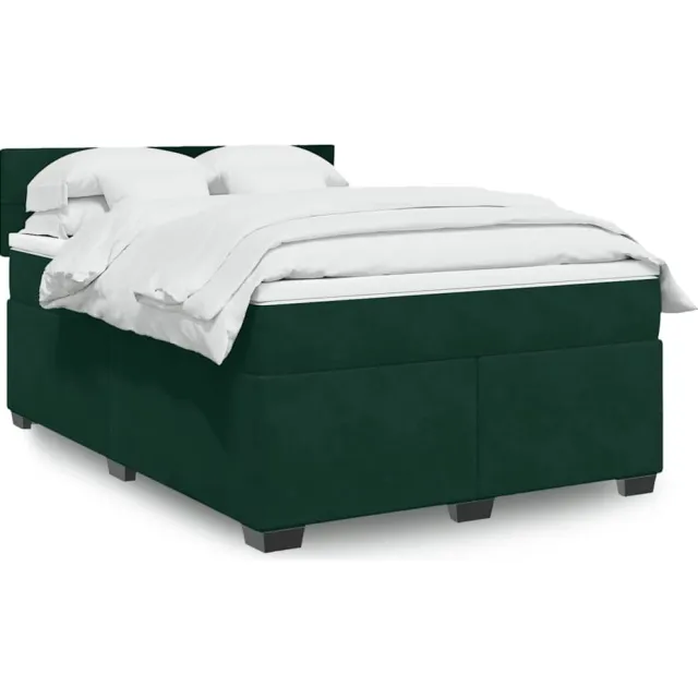 vidaXL Boxspring met matras fluweel donkergroen 160x200 cm groen