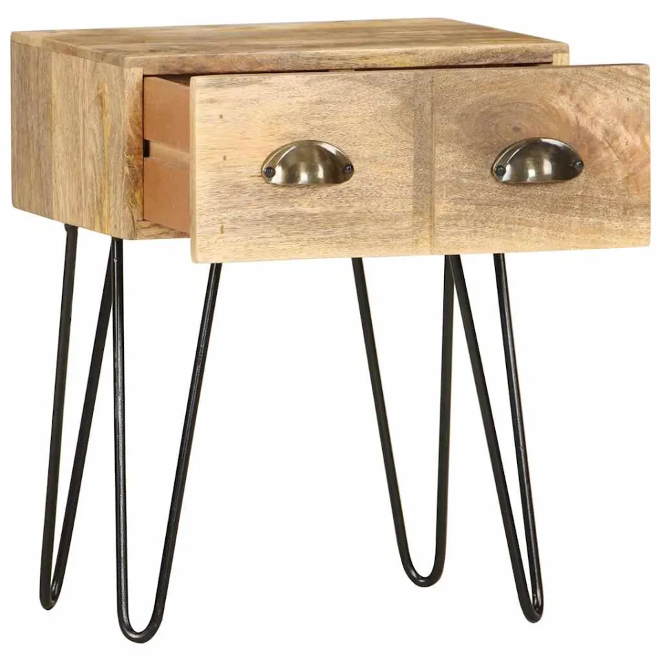 vidaXL Nachtkastje 40x30x50 cm massief mangohout bruin, foto 3