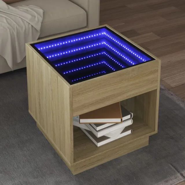 vidaXL Salontafel met Infinity LED 50x50x50 cm sonoma eikenkleurig, foto 2