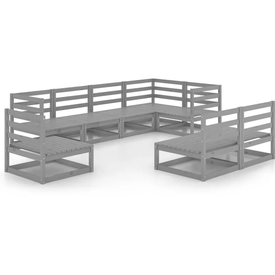 vidaXL 8-delige Loungeset massief grenenhout grijs, foto 3