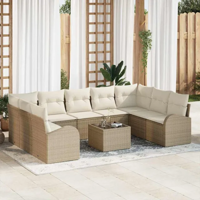 vidaXL Bankstel 10 st Beige poly rattan, foto 2