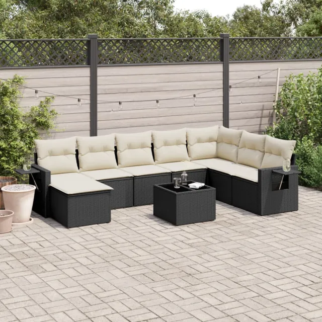 vidaXL 9-delige Loungeset met kussens poly rattan bruin, foto 2