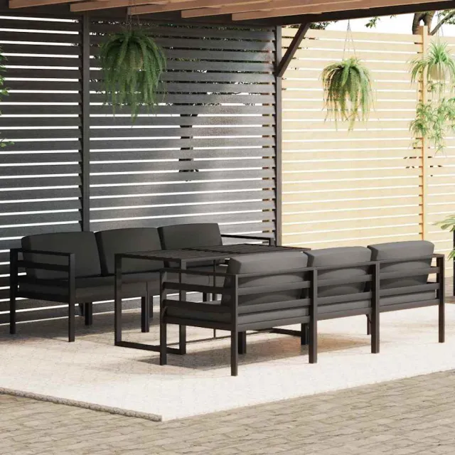 vidaXL 7-delige Loungeset met kussens aluminium antracietkleurig, foto 2