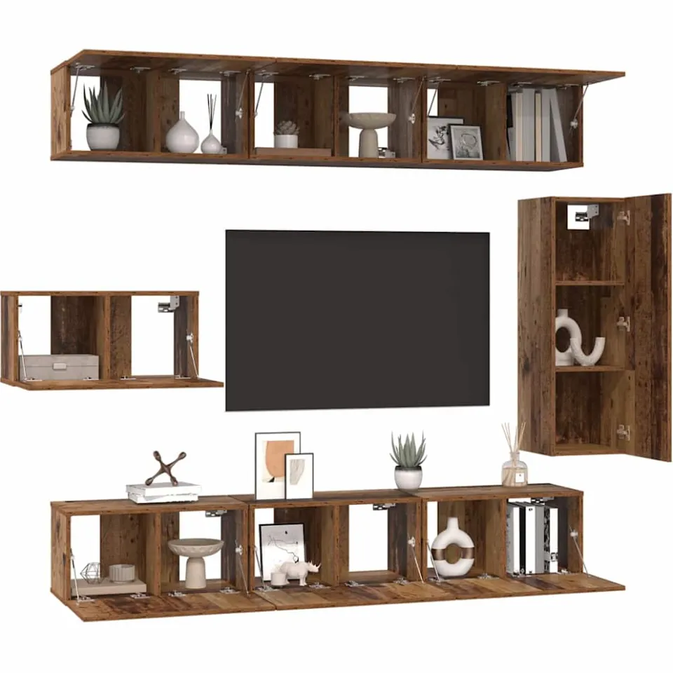 vidaXL Tv-meubelset 8 st 30,5 x 30 x 90 cm Oud Hout bruin, foto 3