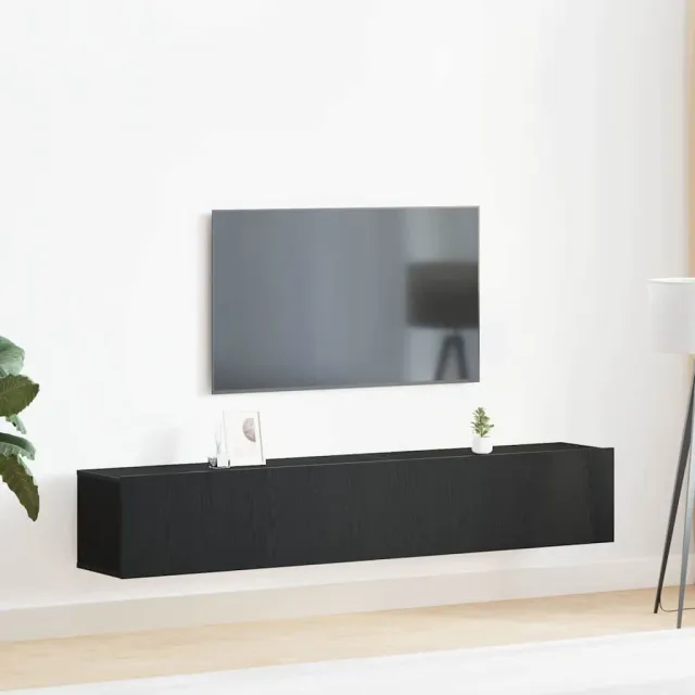 vidaXL Tv-meubelset 2 st Zwart Eiken Bewerkt hout, foto 2