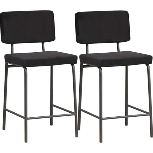 Bronx71 Velvet barkruk Espen zwart 64-77 cm - Barkrukken set van 2 - barstoel