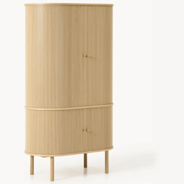 Westwing Collection Compacte kledingkast Calary met gefluteerde voorkant Beige