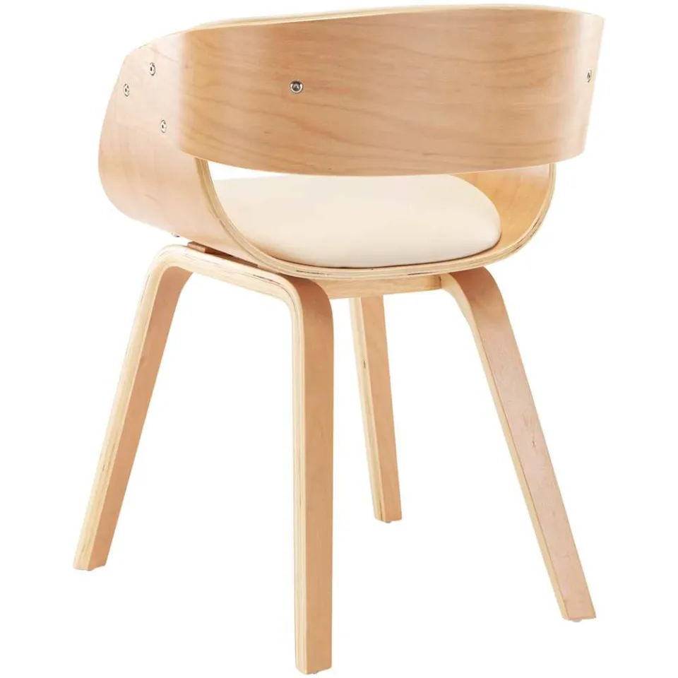 vidaXL Eetkamerstoelen 2 st gebogen hout en kunstleer crèmekleurig, foto 4