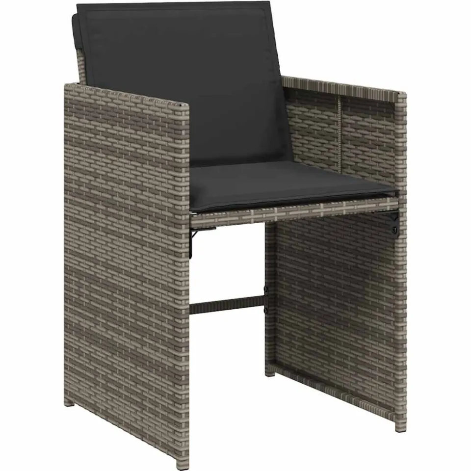 vidaXL 15-delige Tuinset met kussens poly rattan grijs