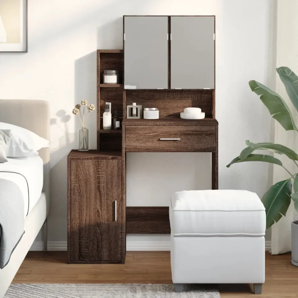 vidaXL Kaptafel met kastje 80x35x132 cm bruin eikenkleur, foto 2