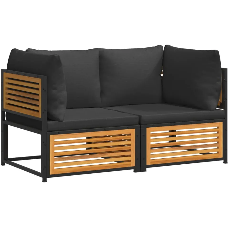 vidaXL 2-delige Loungeset met kussens massief acaciahout bruin, foto 3