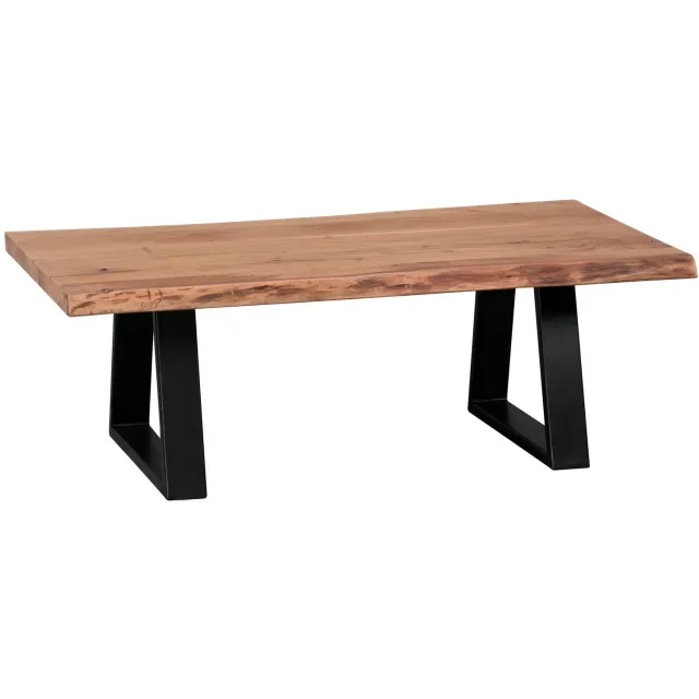 Cosmo Casa Salontafel - Massief acaciahout - Metalen onderstel - 115 x 60 x 40 cm Bruin, Zwart